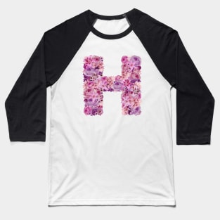 Pink Floral Letter H Baseball T-Shirt